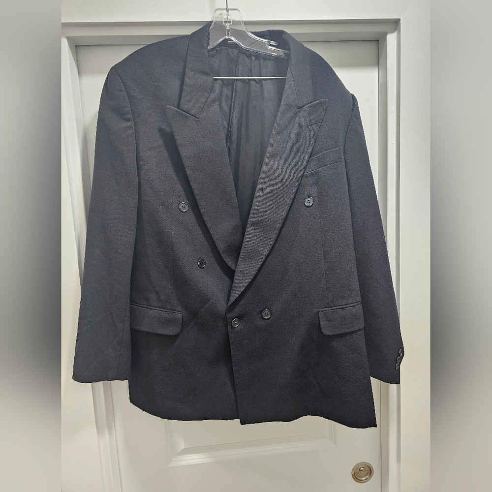 Men's Double-Breasted Black Blazer